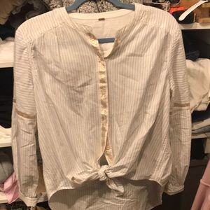 Free people blouse white with navy pin stripes